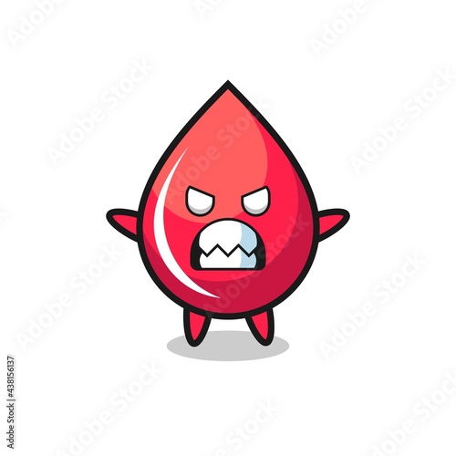 wrathful expression of the blood drop mascot character