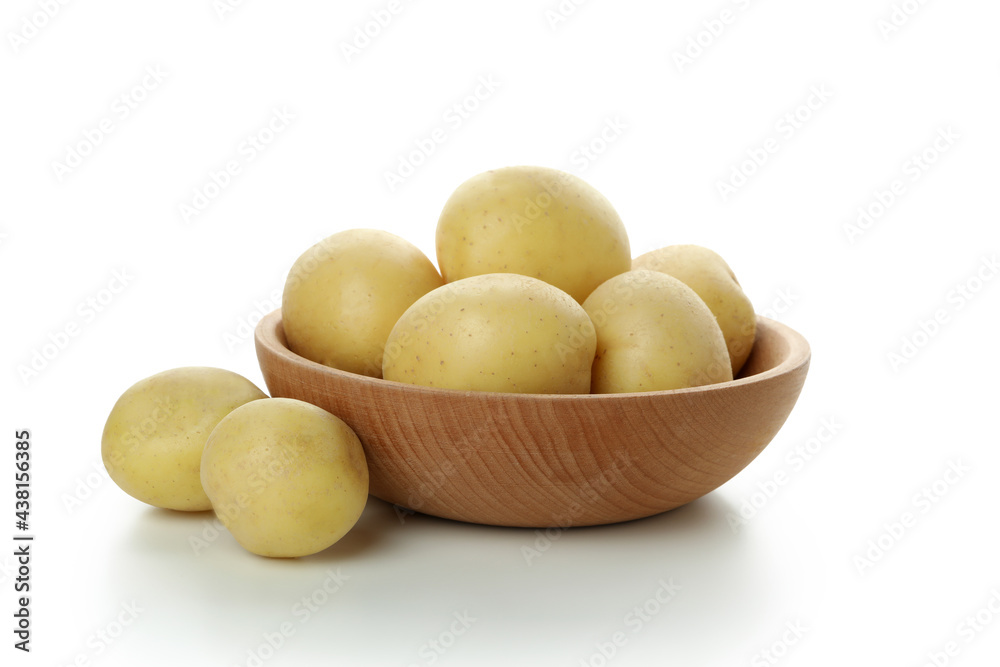 Bowl of young potato isolated on white background Bowl of young potato isolated on white background