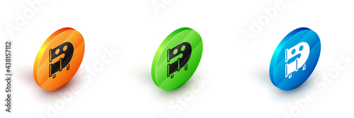 Isometric Kid playground slide pipe icon isolated on white background. Circle button. Vector