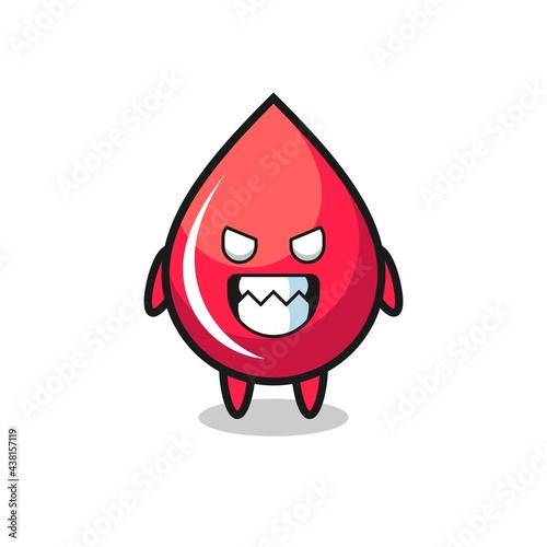 evil expression of the blood drop cute mascot character