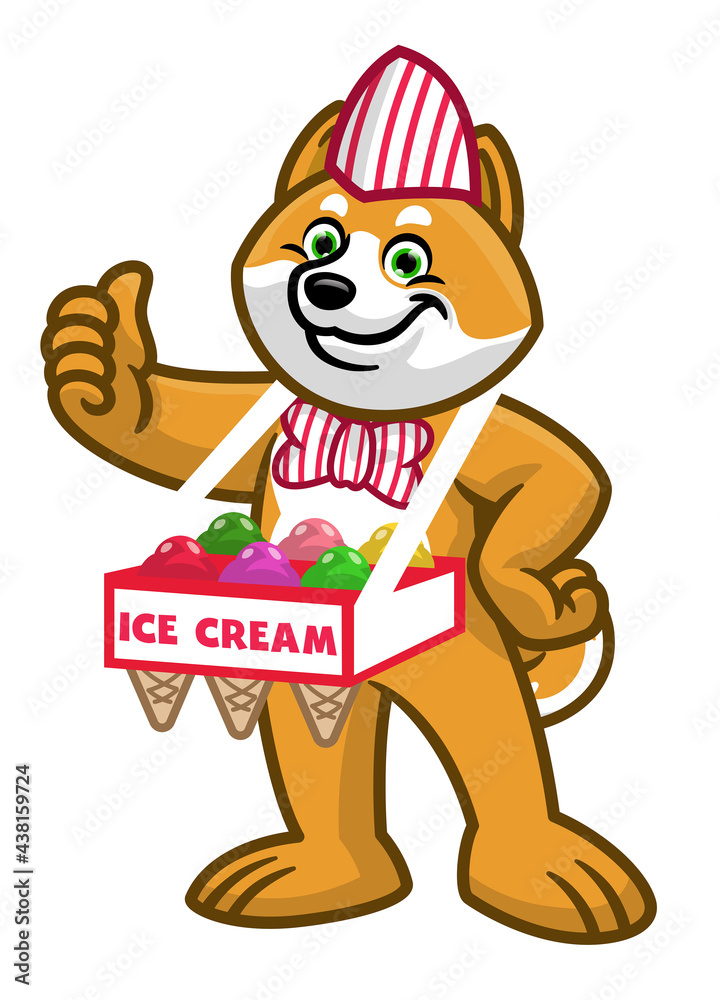 Fototapeta premium cartoon shiba inu dog sold the ice cream