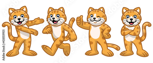 set of cartoon cat character