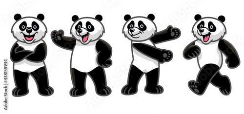 set of cartoon giant panda character
