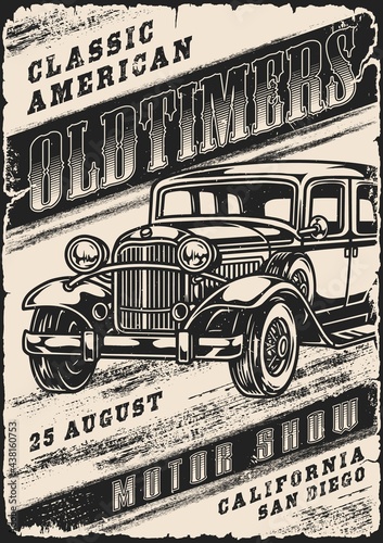 Classic retro american car vintage poster