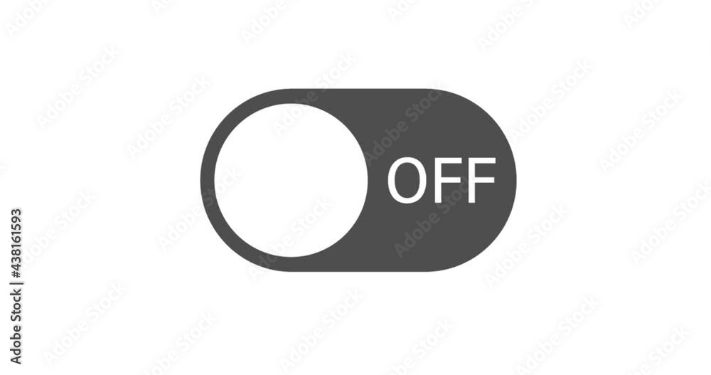 switch off on button animated. mobile phone toggle slider ui turn bar isolated video animation 4k
