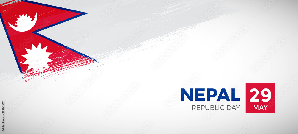 Obraz premium Happy republic day of Nepal with brush painted grunge flag background