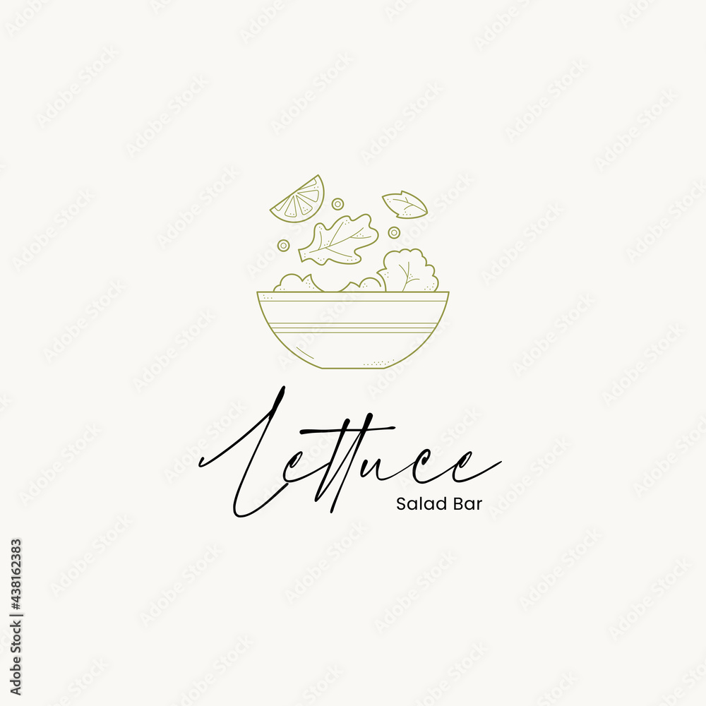 Hand drawn food pre-made logo design template. Graphic icon symbol for cafe, restaurant, cooking business. Modern minimal line art label, emblem, badge. Branding design template.