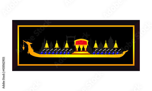 Vector of beautiful Thai Royal Barge Suphannahong on the River of Thailand,Traditional Thai style Vector concept.