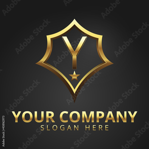 Letter Y Gold Logo Modern And Luxury logos With Gradient Gold Color, Black Background
