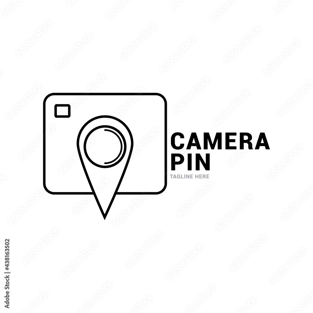 Camera pin logo icon vector template.