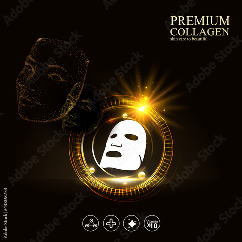 Premium Collagen Serum and Vitamin Background for  Skin Care Cosmetic Product Template.