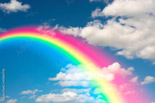 rainbow in the sky and clouds background