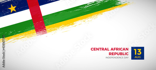 Happy independence day of Central African Republic with brush painted grunge flag background