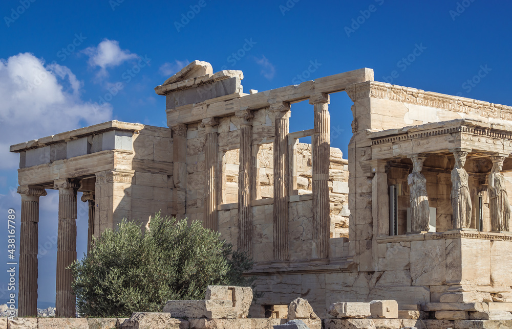 Erechtheion temple in area of Acropolis ancient citadel in Athens, Greece