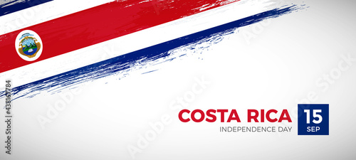 Happy independence day of Costa Rica with brush painted grunge flag background