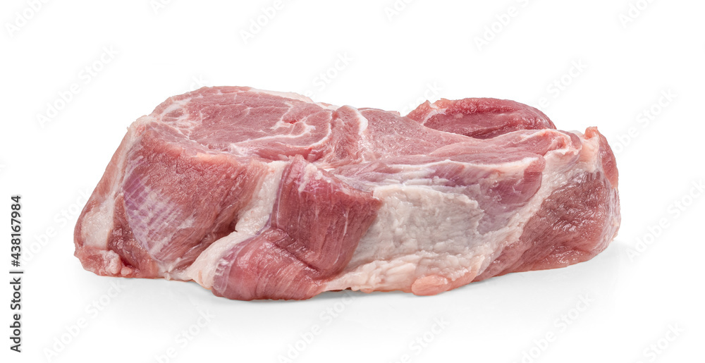 Raw pork on white background