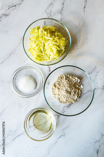 ingredients for making zucchini pancakes 