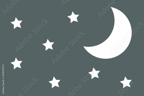月と星空 モノクロ