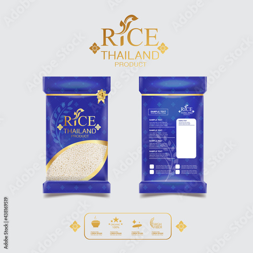 Rice Thailand food Logo Product and Background Thai Arts.