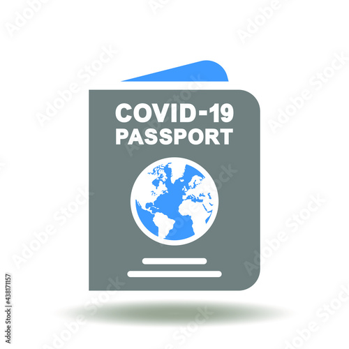 Passport covid-19 vector icon. Health immunity vaccination mark document symbol. Vaccinated certificate illustration.