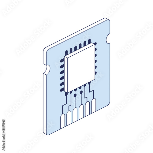 Chip processor. Vector 3d line isometric, color web icons, new flat style. Creative design idea for infographics.