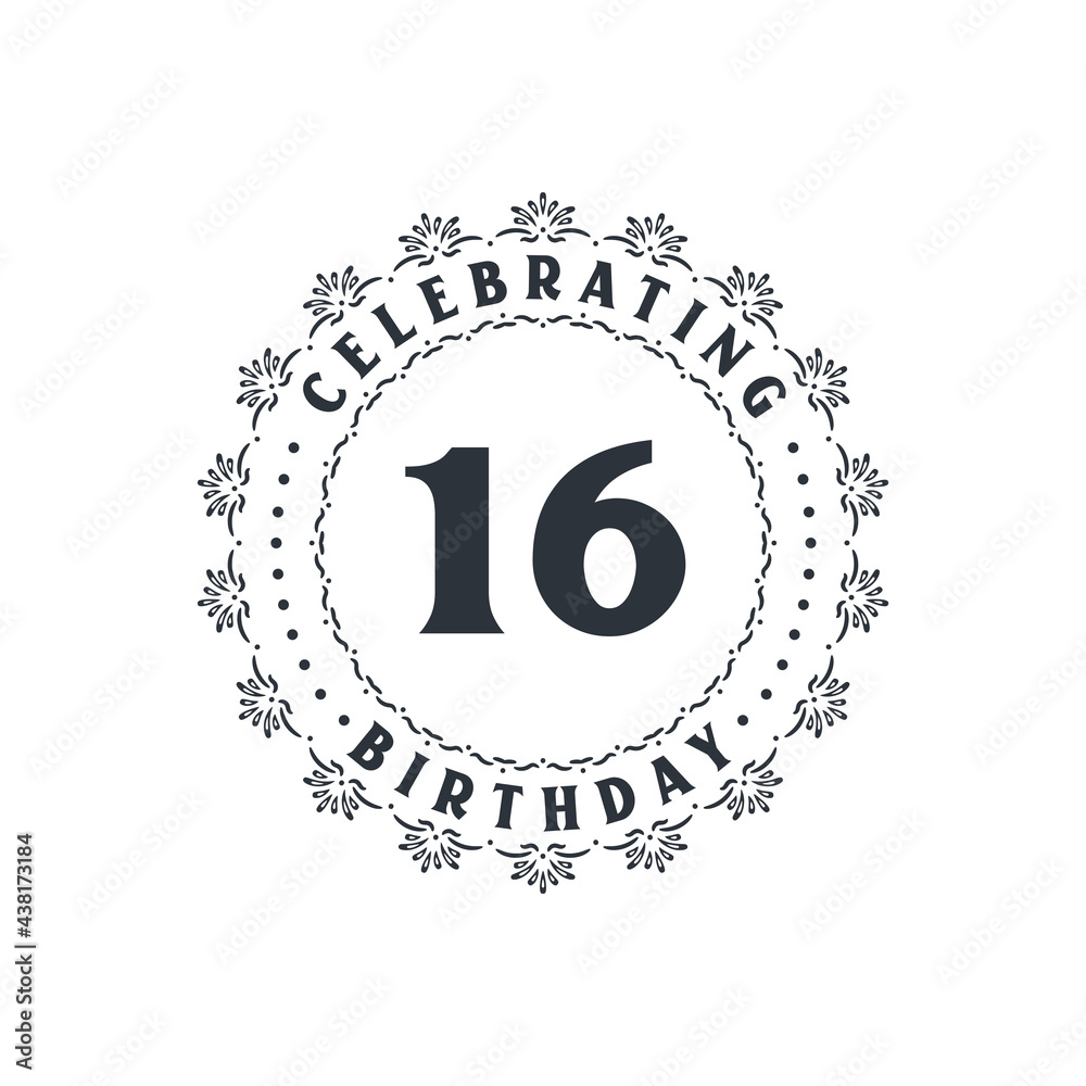 16 Birthday celebration, Greetings card for 16 years birthday