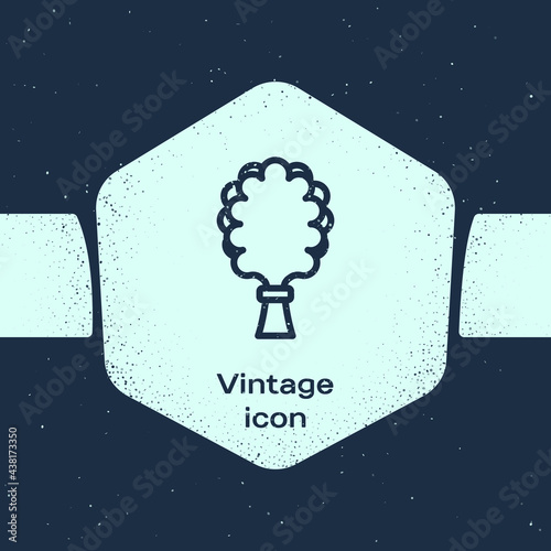 Grunge line Sauna broom icon isolated on blue background. Broom from birch twigs, branches for Russian steam bath, sauna, washhouse. Monochrome vintage drawing. Vector