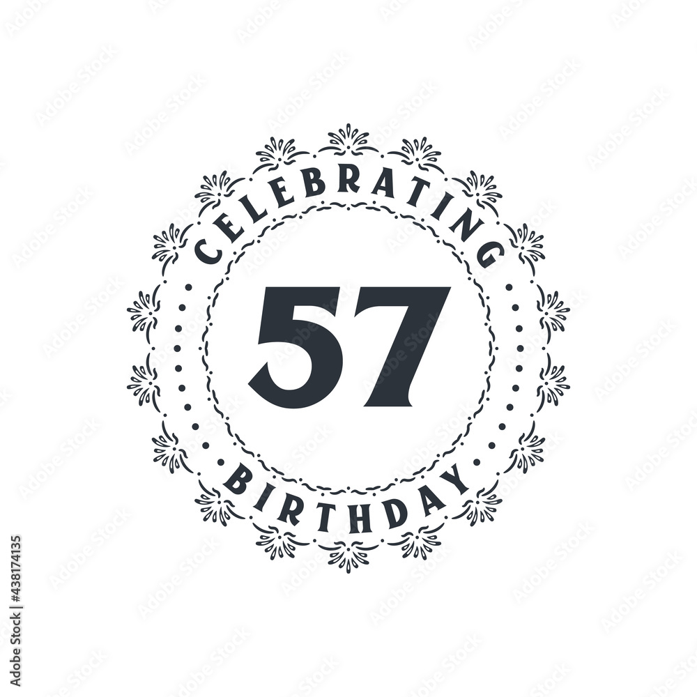 57 Birthday celebration, Greetings card for 57 years birthday 57 Birthday celebration, Greetings card for 57 years birthday