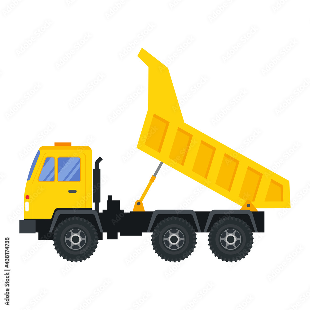 Illustration for construction machinery vehicle dump truck.