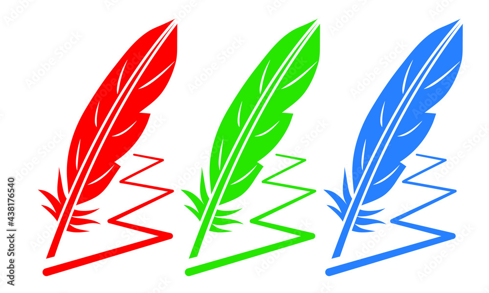 Obraz premium set of feathers, RGB colors, vector illustration 