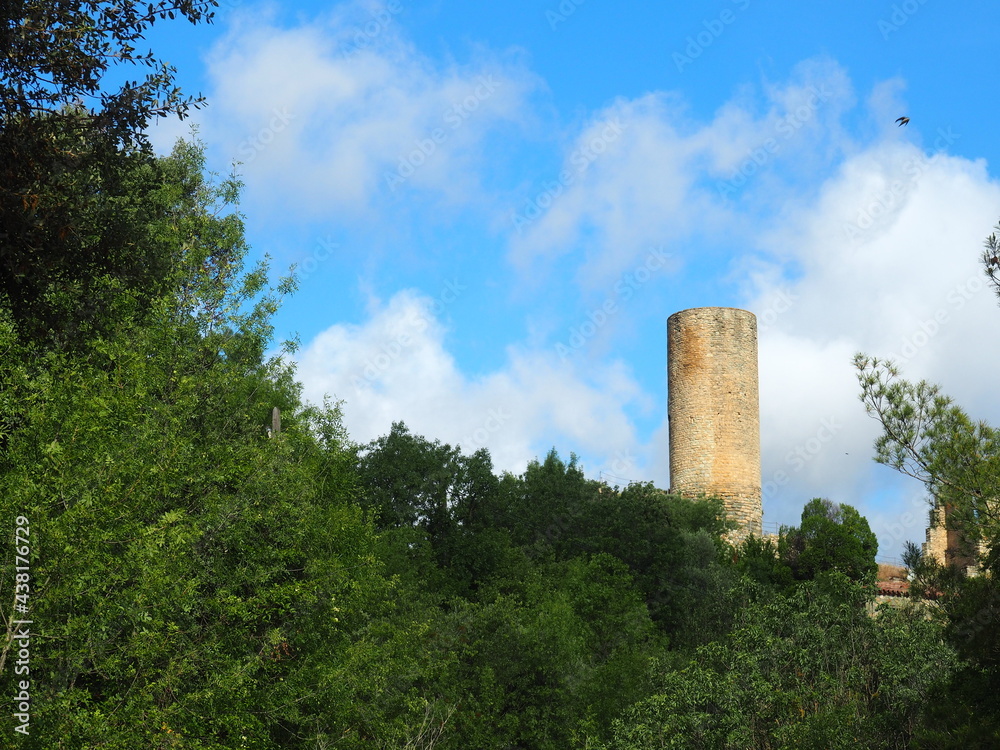 torre románica del antiguo castillo de la baronia de oisme, del siglo once, forma circular, camarasa, lérida, españa, europa