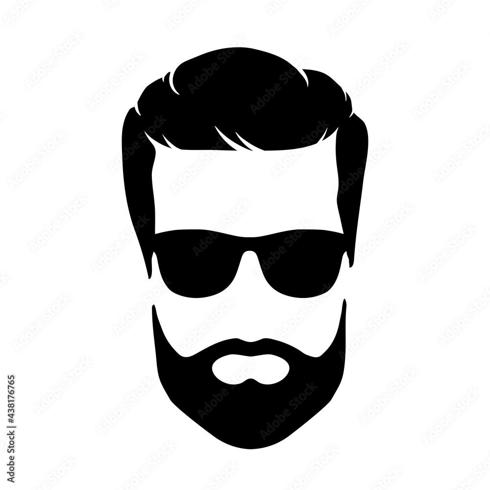 Man  hair icon for barbershop. Vector illustration