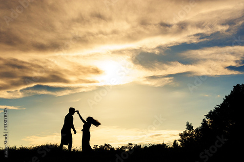 silhouette, couples, family, sky, landscape, beauty, natural , fun, together, clouds, colors