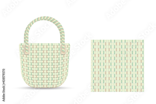 Vector illustration Pattern of weaved lines as a texture for a fabric Bag clothe or basket geometric shapes Pattern graphic background