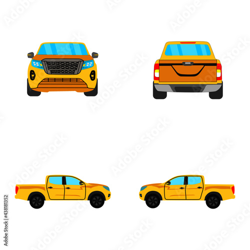 set of yellow pick up on white background