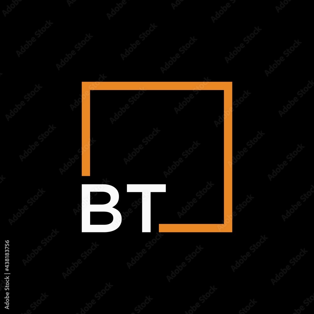 Letter BT Logo design with square frame line Letter BT Logo design with square frame line