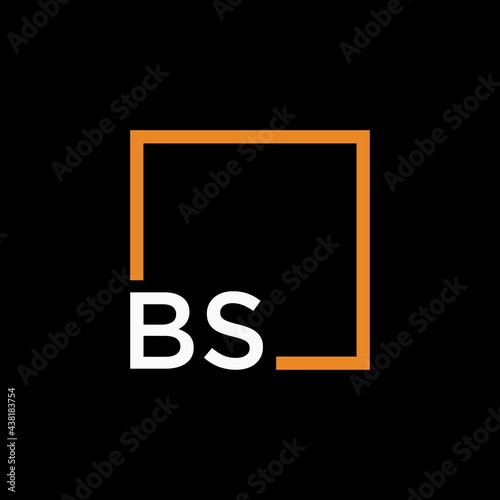 Letter BS Logo design with square frame line