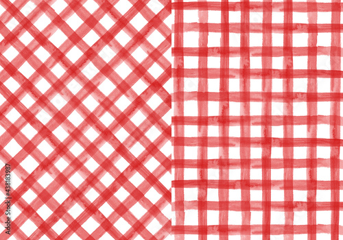 Watercolor red plaid picnic fabric 