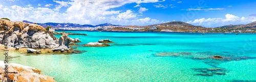 Greece sea and best beaches. Paros island. Cyclades. Kolimbithres -famous and beautiful beach in Naoussa bay