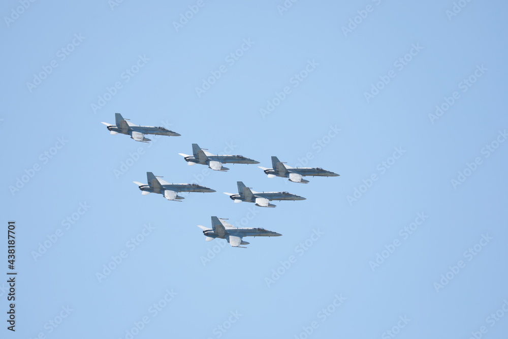 F-18 flying in formation