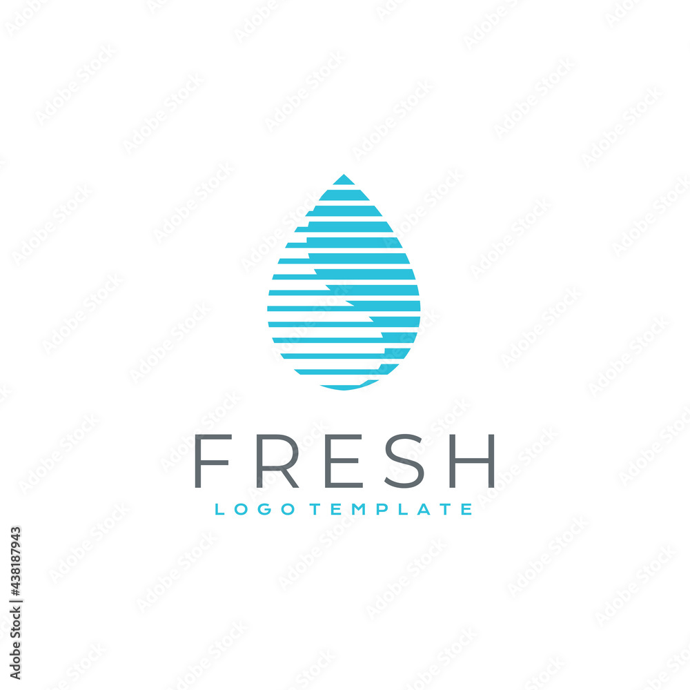 Simple Purity Fresh Aqua Moisture Water Drop. Blue Dew Droplet Raindrop Logo Design