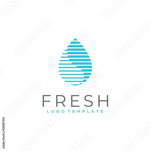 Simple Purity Fresh Aqua Moisture Water Drop. Blue Dew Droplet Raindrop Logo Design