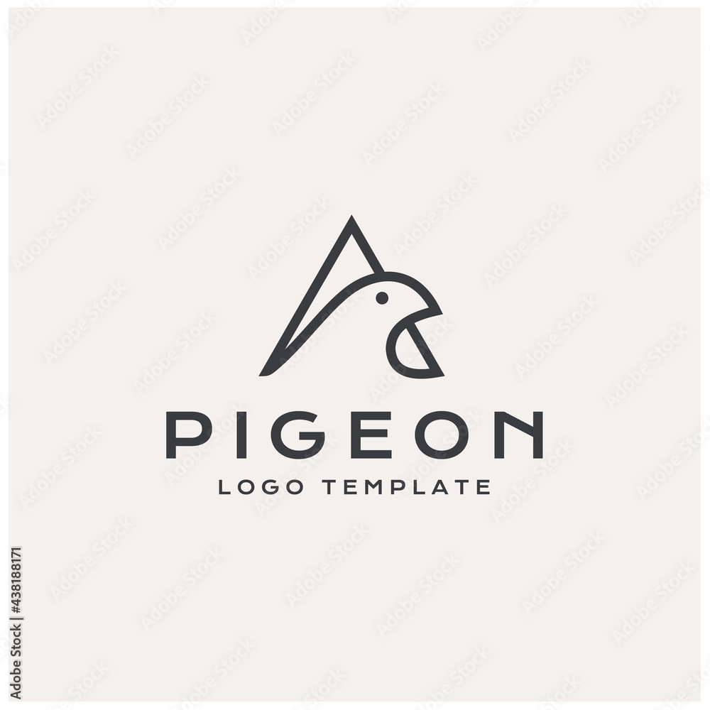 Triangle with Pigeon Dove Bird logo design Triangle with Pigeon Dove Bird logo design