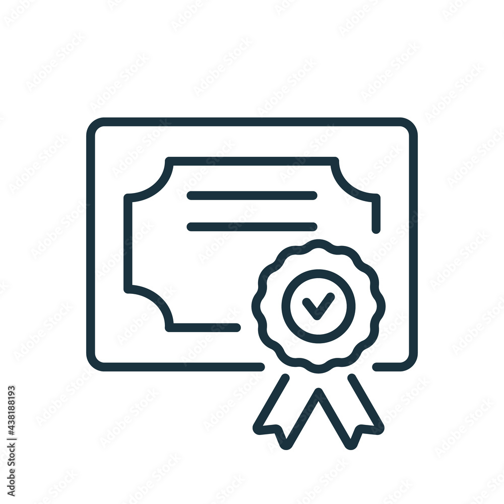 Diploma Line Icon. Certificate with License Badge Linear Icon in flat style. Winner Medal Outline Pictogram. Award, Grant, Diploma. Editable stroke. Vector illustration Diploma Line Icon. Certificate with License Badge Linear Icon in flat style. Winner Medal Outline Pictogram. Award, Grant, Diploma. Editable stroke. Vector illustration