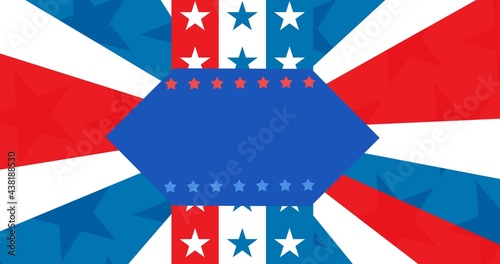 Blue banner with copy space against american flag design background