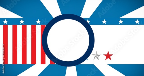 White round banner with copy space against american flag design background