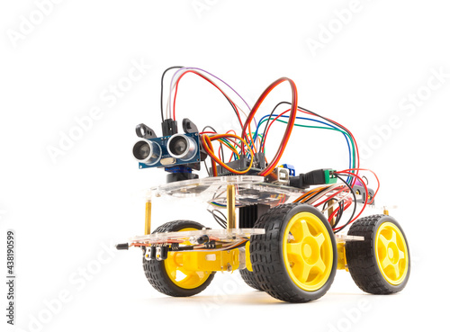 Wallpaper Mural Programmable four wheels drive (4WD) robotic car with obstacle avoidance and line follow ability, isolated on white background with clipping path Torontodigital.ca