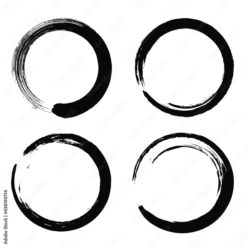 Circle ink brush stroke, black paint round frame, vector illustration.
Circle ink brush stroke, black paint round frame, vector illustration.