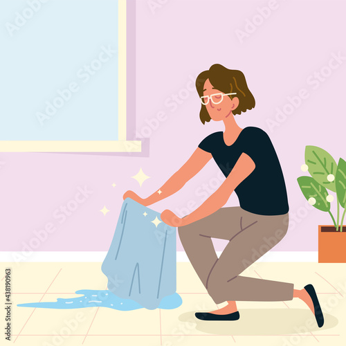 woman cleaning floor