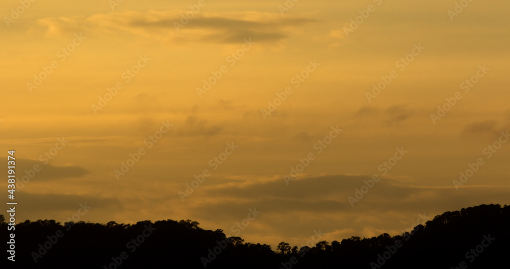 Panorama landscape mountain silhouette.